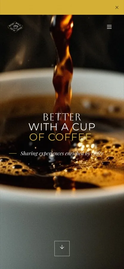 Better With A Cup Of Coffee on a phone, with the cinematic hero at mobile width