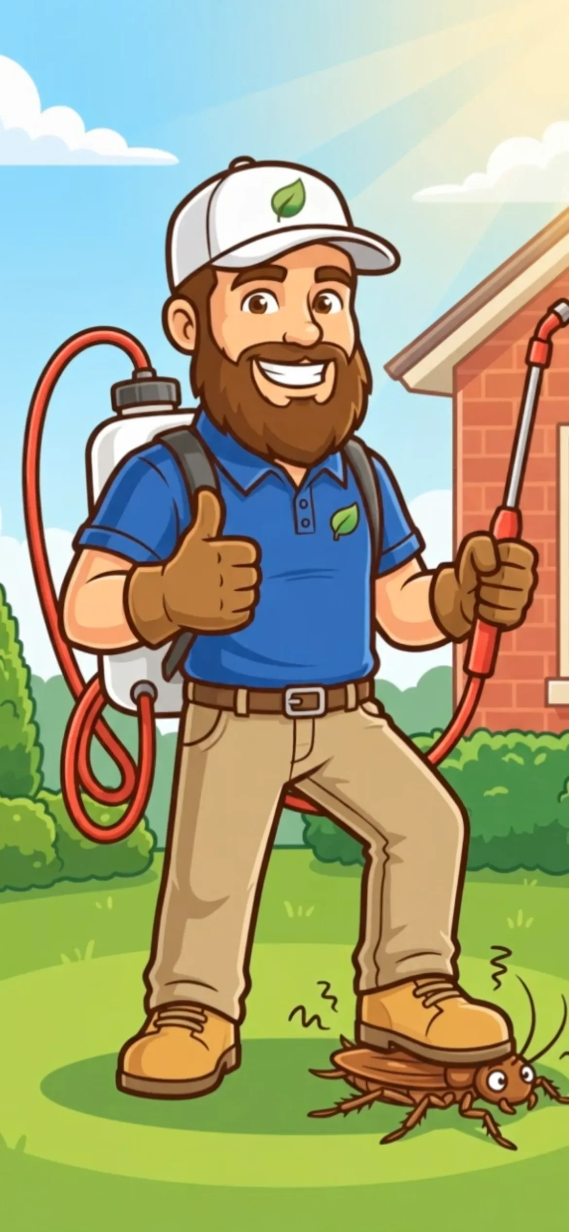 Eco Advantage splash animation: the technician mascot giving a thumbs-up
